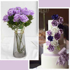 50PCS Purple Velvet Rose Realistic Artificial Flowers Faux Roses for Wedding & Home Decor