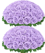 50PCS Purple Velvet Rose Realistic Artificial Flowers Faux Roses for Wedding & Home Decor