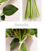 Silk Rose Bouquet 12pcs Blue Artificial Roses Faux Flowers for Home Decor & Wedding